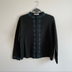 Pendleton Forest Green Wool Zip Up Sweater